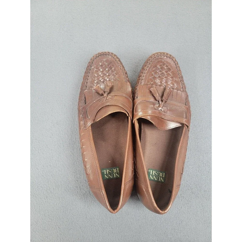 Nunn Bush‎ Shoes Mens Size 10M Brown Leather Loafers Woven Tassel Slip On Dress